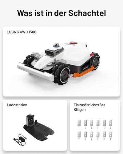 MAMMOTION LUBA 3 AWD Mähroboter 1500 m² inkl. Garage – Ohne Begrenzungskabel, LiDAR+Kamera, 80% Steigung