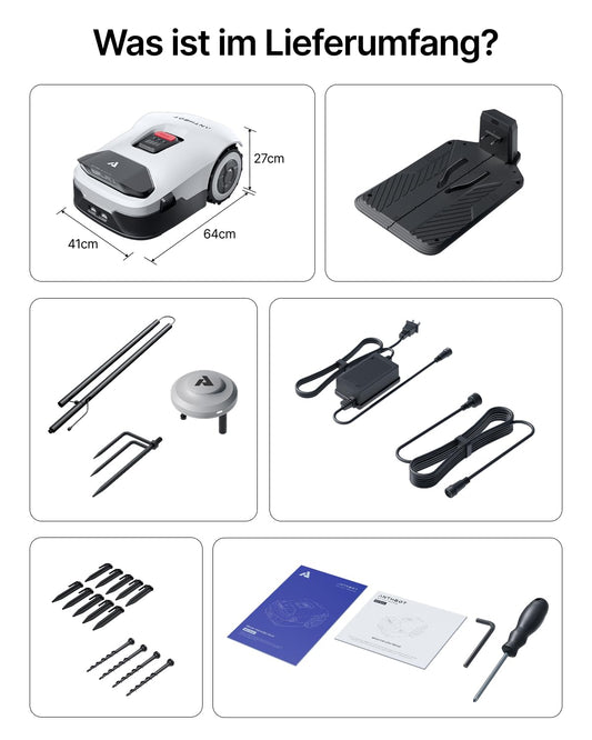 ANTHBOT Genie 1000 Mähroboter 2000 m² inkl. Garage – Ohne Begrenzungskabel, RTK, 4-Kamera-Vision