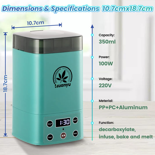 Huanyu Decarboxylator, aus PP, PC, Aluminium, Silikon, für Kräuter, Kräuteröl, Infusionsmaschine, Butteröl-Ei