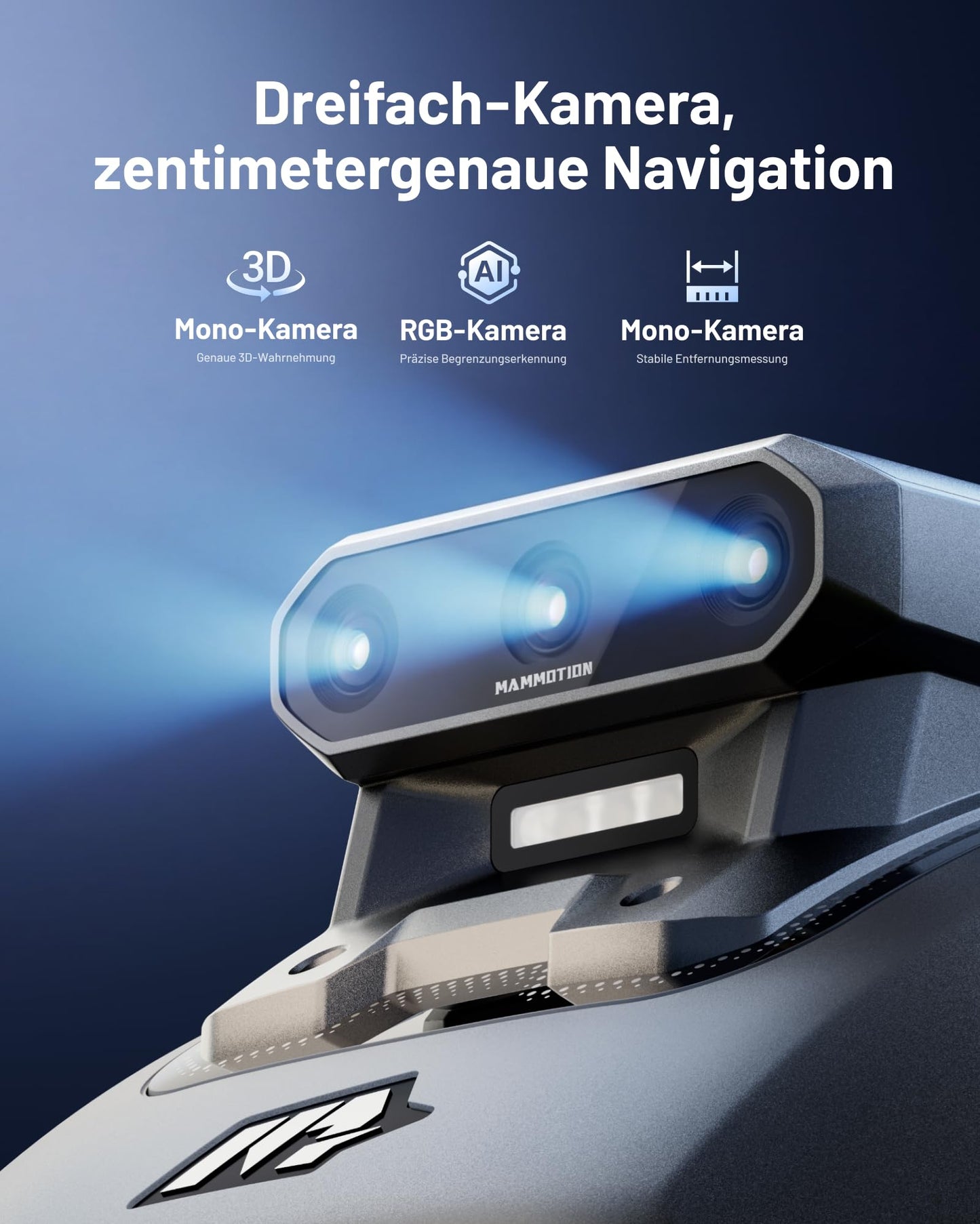 MAMMOTION YUKA mini 2 Mähroboter 500 m² – Ohne Begrenzungskabel, 3-Kamera-Vision, 4G