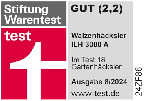IKRA 81002880 Elektro Gartenhäcksler Walzenhäcksler ILH 3000 A, leise robust wartungsarm, Starke 3.000 Watt, Aststärke bis 44mm, 230 V