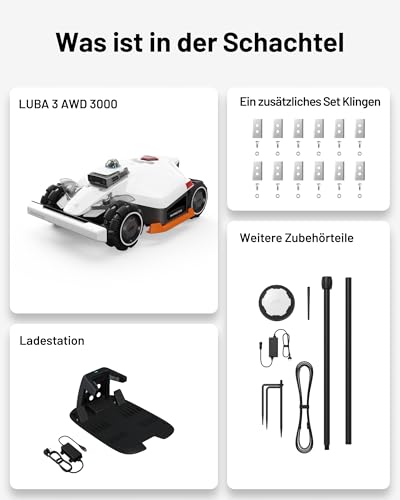 MAMMOTION LUBA 3 AWD Mähroboter 3000 m² inkl. Garage – Ohne Begrenzungskabel, LiDAR+NetRTK, 80% Steigung
