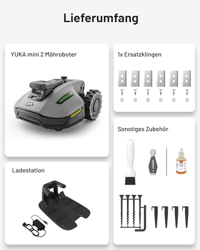 MAMMOTION YUKA mini 2 Mähroboter 500 m² – Ohne Begrenzungskabel, 3-Kamera-Vision, 4G