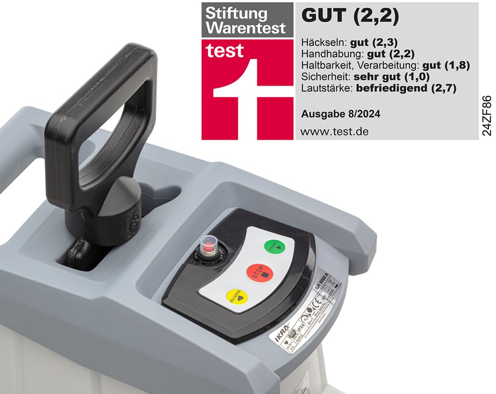 IKRA 81002880 Elektro Gartenhäcksler Walzenhäcksler ILH 3000 A, leise robust wartungsarm, Starke 3.000 Watt, Aststärke bis 44mm, 230 V