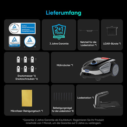 Sunseeker S4 Mähroboter 1000 m² – Ohne Begrenzungskabel, 3D LiDAR, 42% Steigung, App