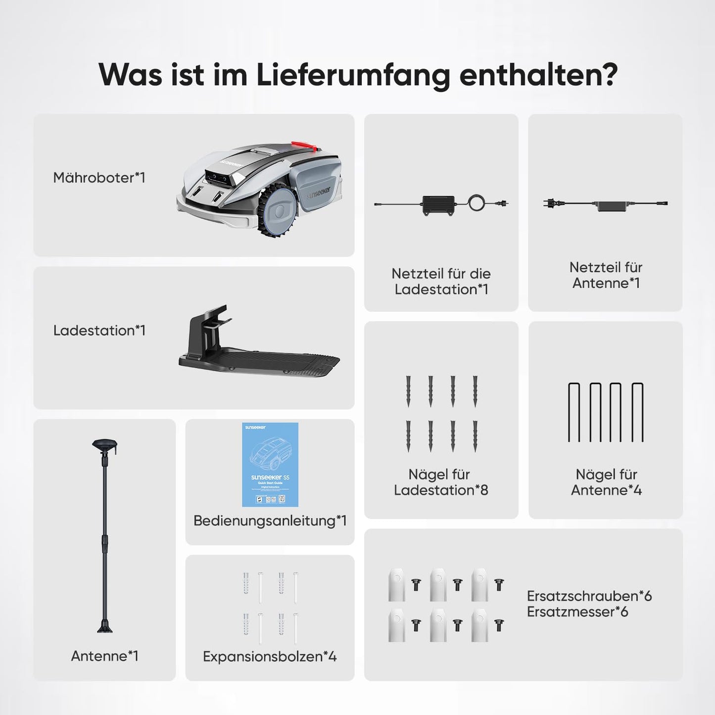 Sunseeker S5 AWD Mähroboter 1600m² – Ohne Begrenzungskabel, RTK+Vision, 60% Steigung, App