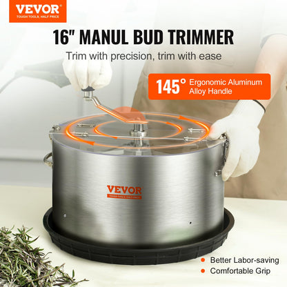 VEVOR 16" Knospentrimmer – manuelle Erntemaschine mit 2 Gittern – für nasse & trockene Pflanzen – Bowl Tumble Cutter