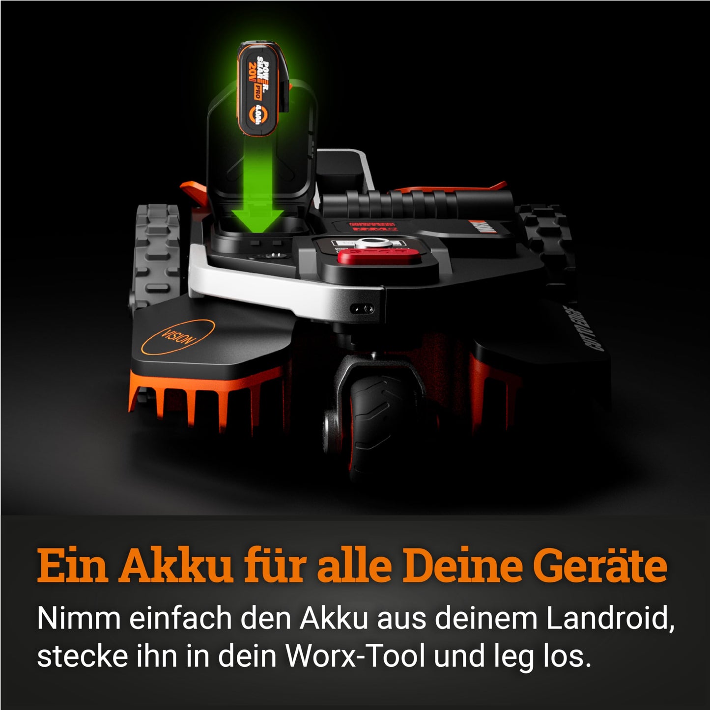 WORX Landroid Vision M550 WR205E Mähroboter 550 m² – Ohne Begrenzungskabel, KI-Hindernisvermeidung