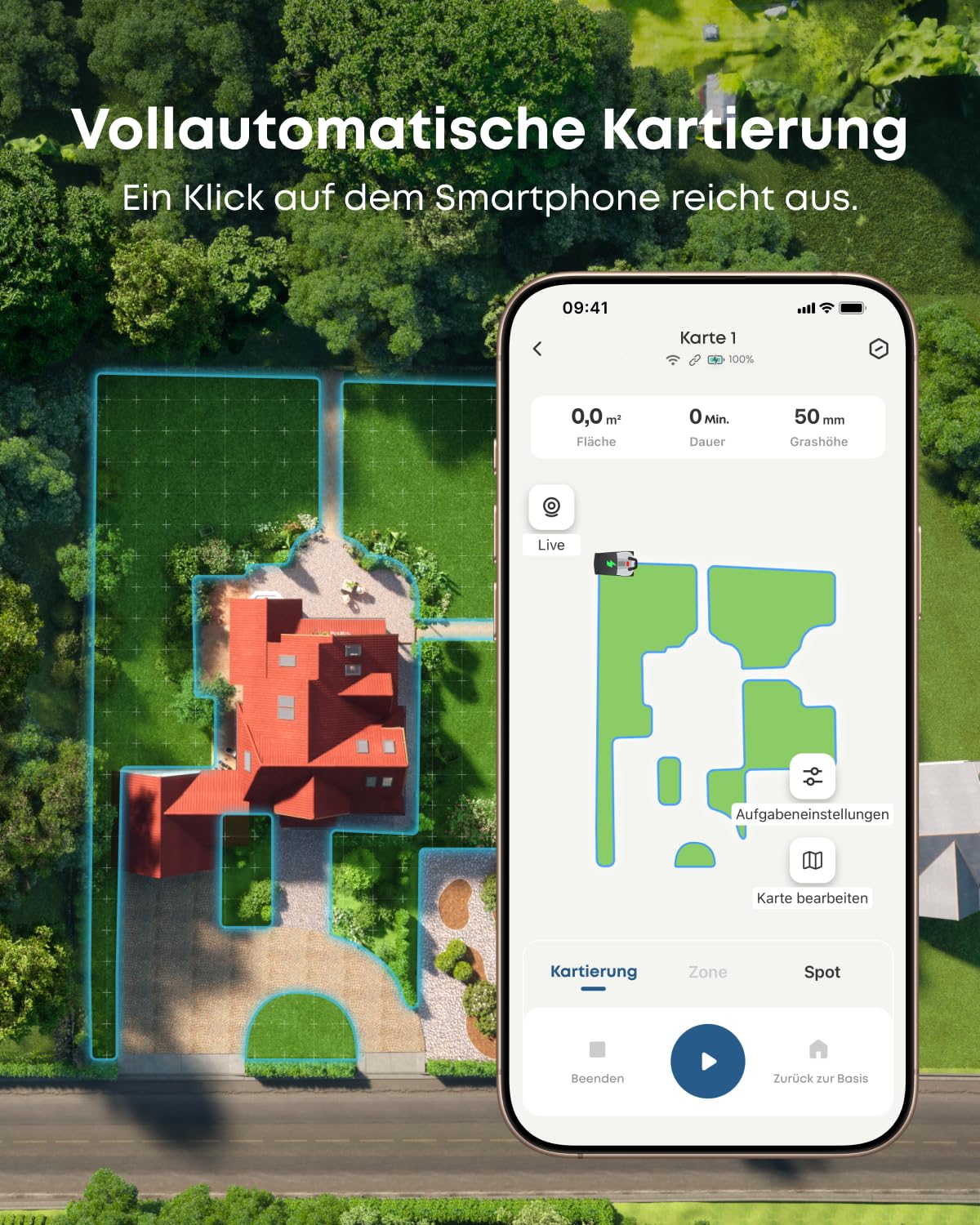 eufy E18 Mähroboter 1200 m² – Ohne Begrenzungskabel, TrueVision, Präzisionsrandschnitt