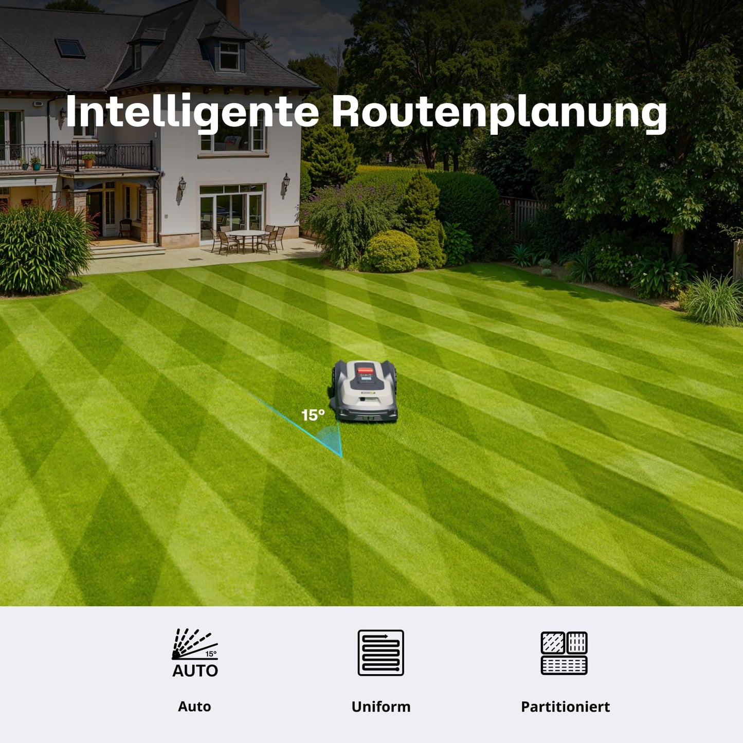 RoboUP T600 Mähroboter 800 m² – Ohne Begrenzungskabel, RTK, KI-Erkennung, 20° Steigung