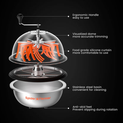 Spider Farmer 16 Zoll Bowl Trimmer – Twisted Spin Cut mit Edelstahlklingen – für Knospen, Blumen & Gartenarbeit