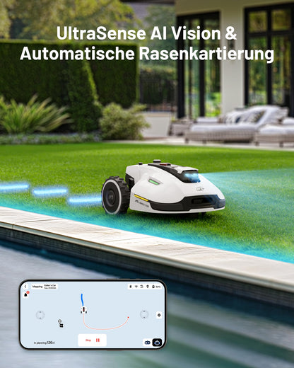 MAMMOTION YUKA 2000 Mähroboter 2400 m² – Ohne Begrenzungskabel, NetRTK+Vision, 50% Steigung