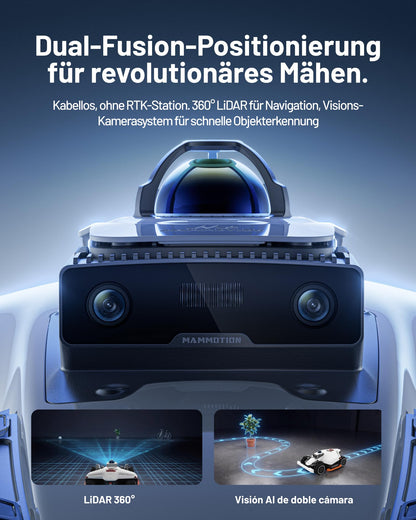 MAMMOTION LUBA 3 AWD Mähroboter 1500 m² inkl. Garage – Ohne Begrenzungskabel, LiDAR+Kamera, 80% Steigung