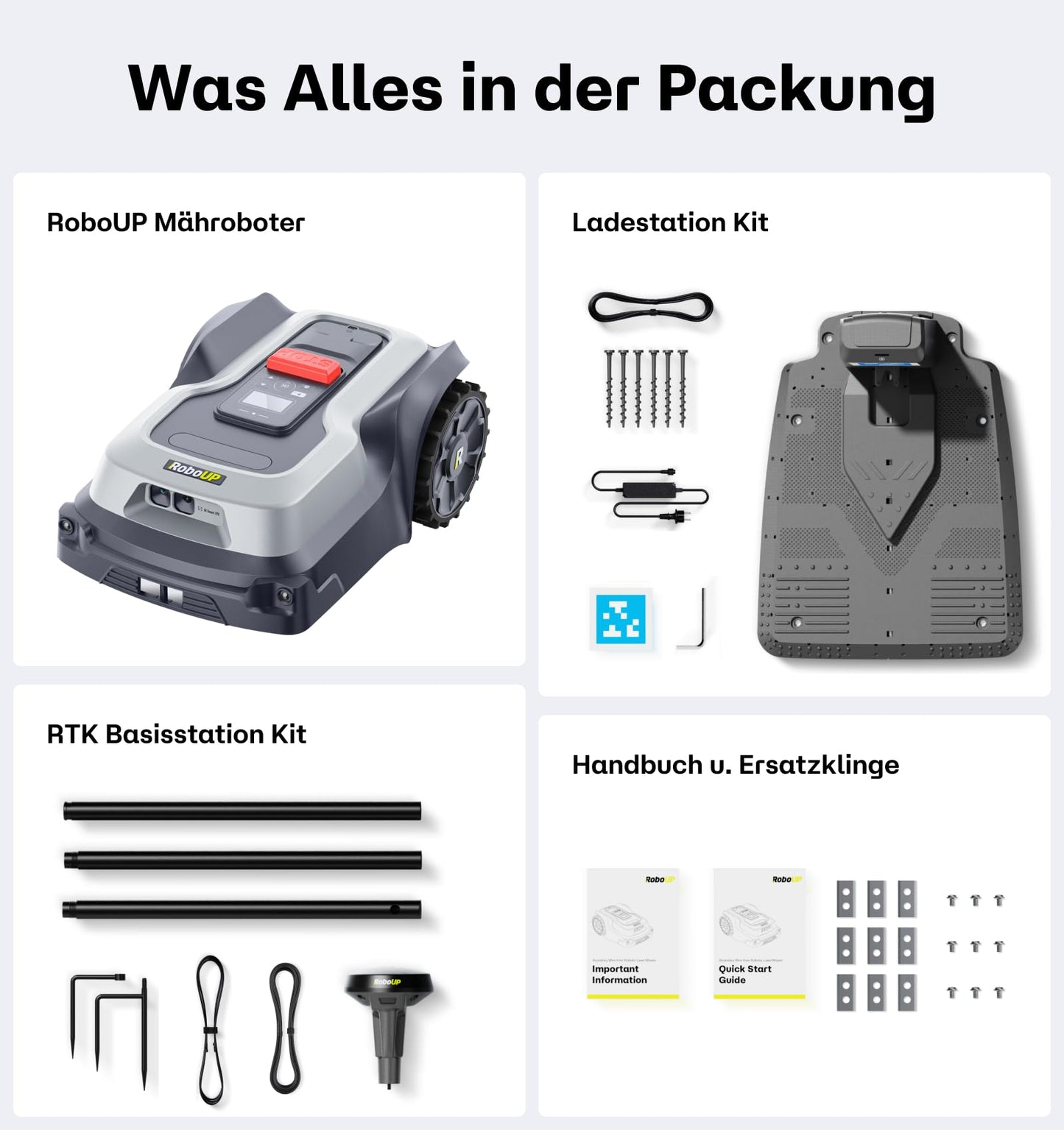 RoboUP T1200Pro Mähroboter 1200 m² (2025) – Ride-On Edge, KI-Hinderniserkennung