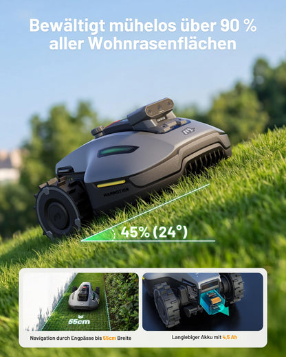 MAMMOTION YUKA mini 2 Mähroboter 500 m² inkl. Garage – Ohne Begrenzungskabel, 3-Kamera-Vision