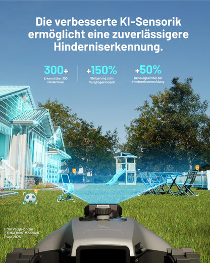 MAMMOTION YUKA mini 2 Mähroboter 500 m² inkl. Garage – Ohne Begrenzungskabel, 3-Kamera-Vision