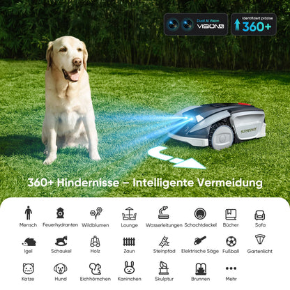 Sunseeker S5 AWD Mähroboter 1600m² – Ohne Begrenzungskabel, RTK+Vision, 60% Steigung, App