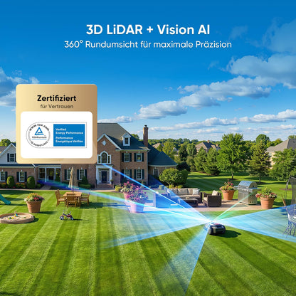 Sunseeker S4 Mähroboter 1000 m² – Ohne Begrenzungskabel, 3D LiDAR, 42% Steigung, App