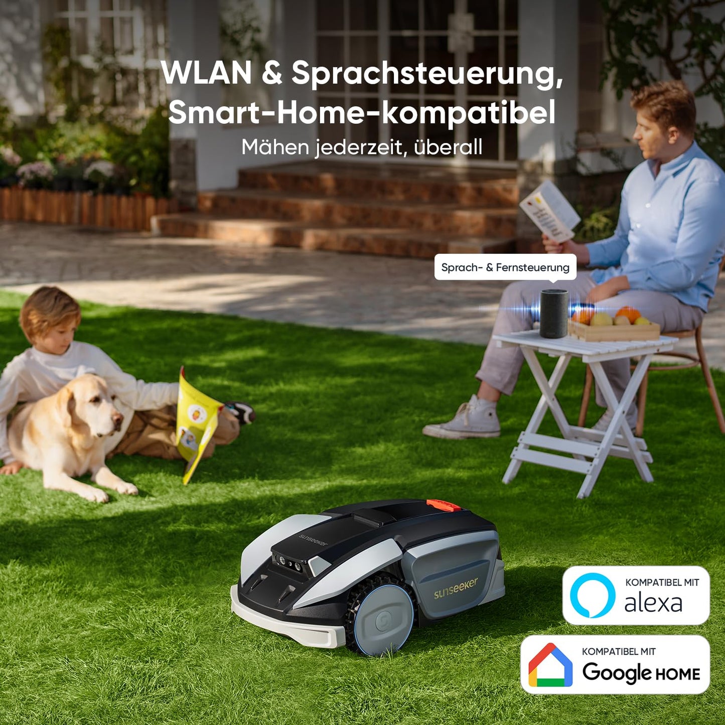 Sunseeker S5 AWD Mähroboter 1600m² – Ohne Begrenzungskabel, RTK+Vision, 60% Steigung, App