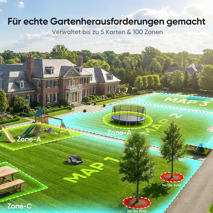 Sunseeker S4 Mähroboter 1000 m² – Ohne Begrenzungskabel, 3D LiDAR, 42% Steigung, App