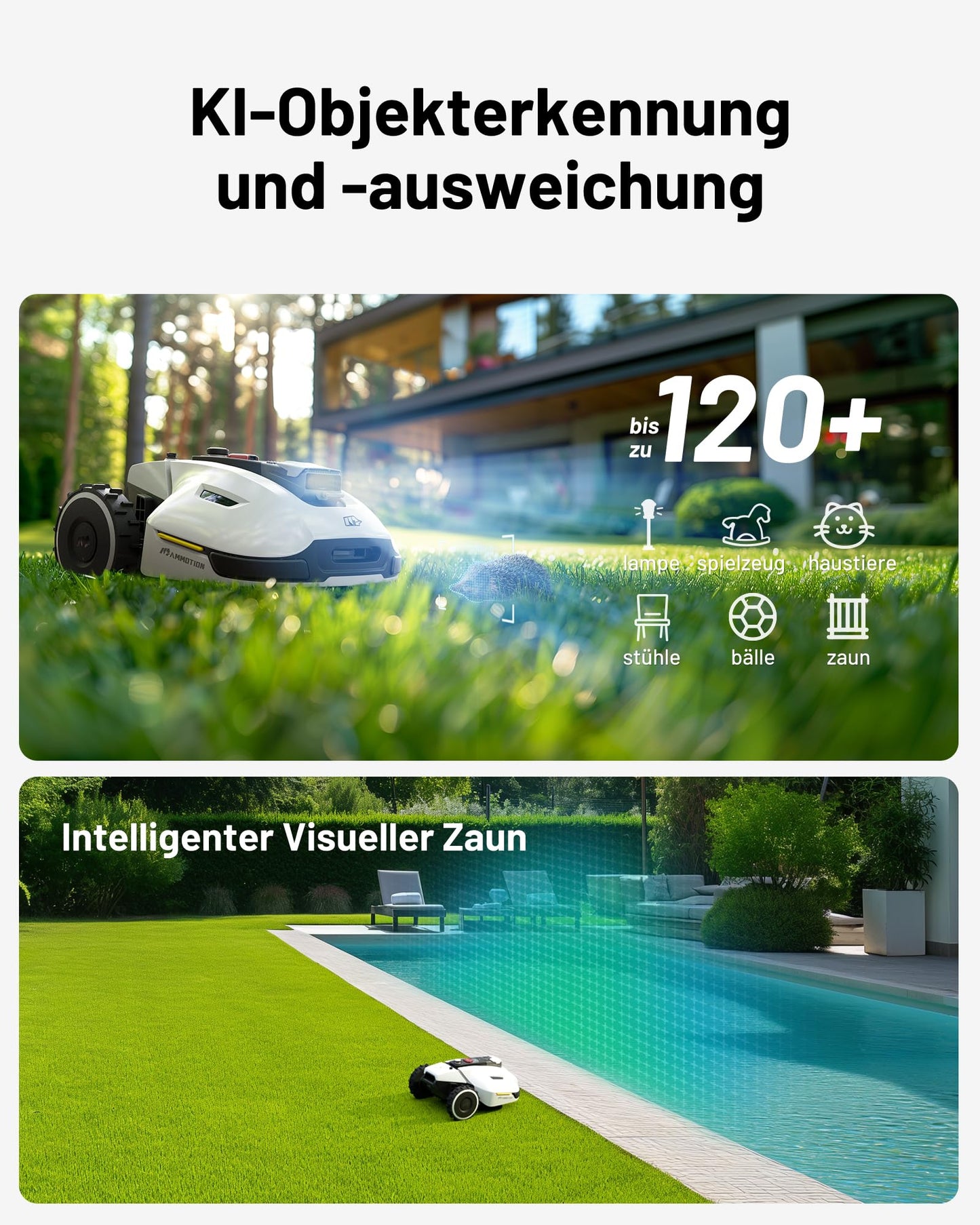 MAMMOTION YUKA 2000 Mähroboter 2400 m² – Ohne Begrenzungskabel, NetRTK+Vision, 50% Steigung