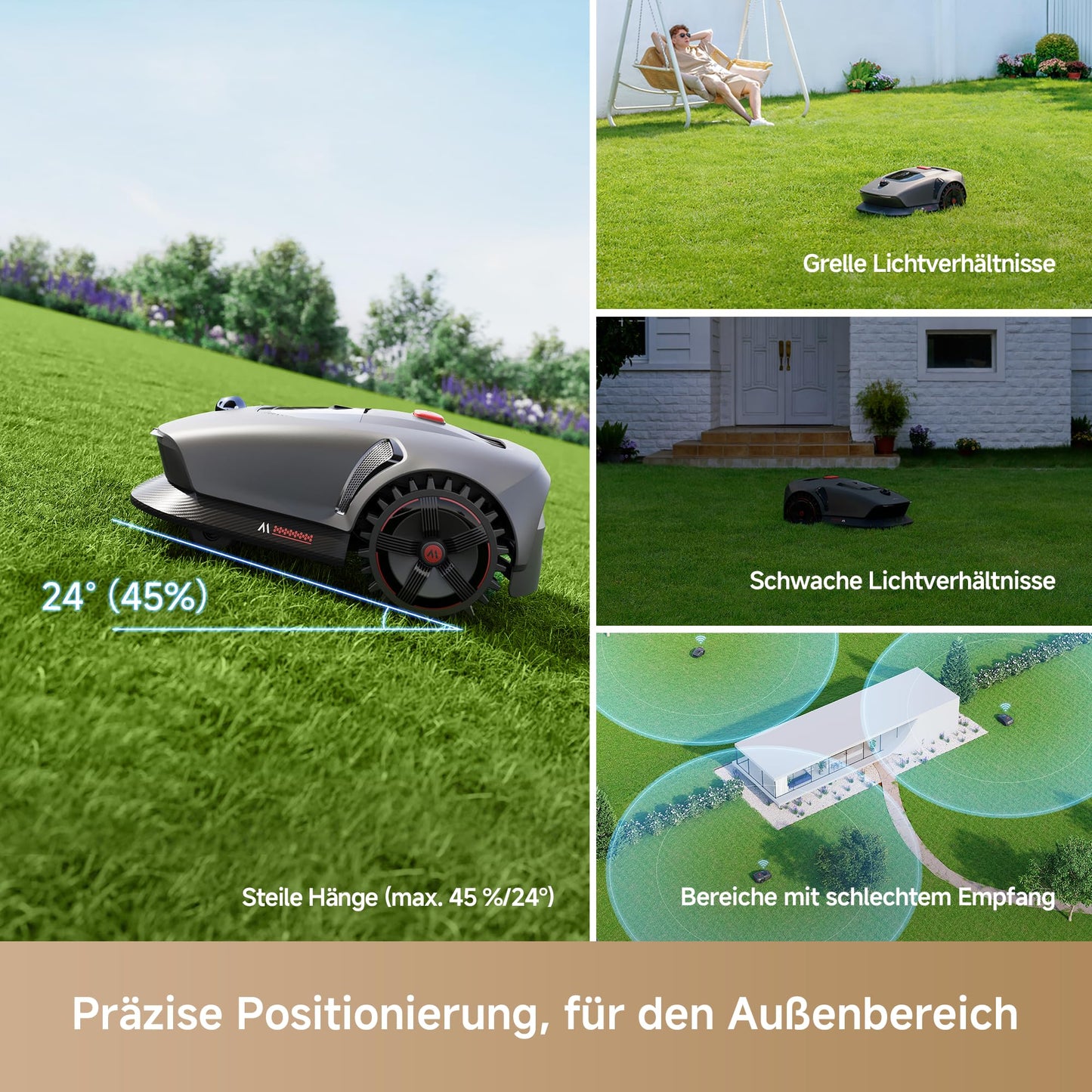 MOVA 1000 Mähroboter 1000 m² – Ohne Begrenzungskabel, 3D LiDAR, 360° Vision