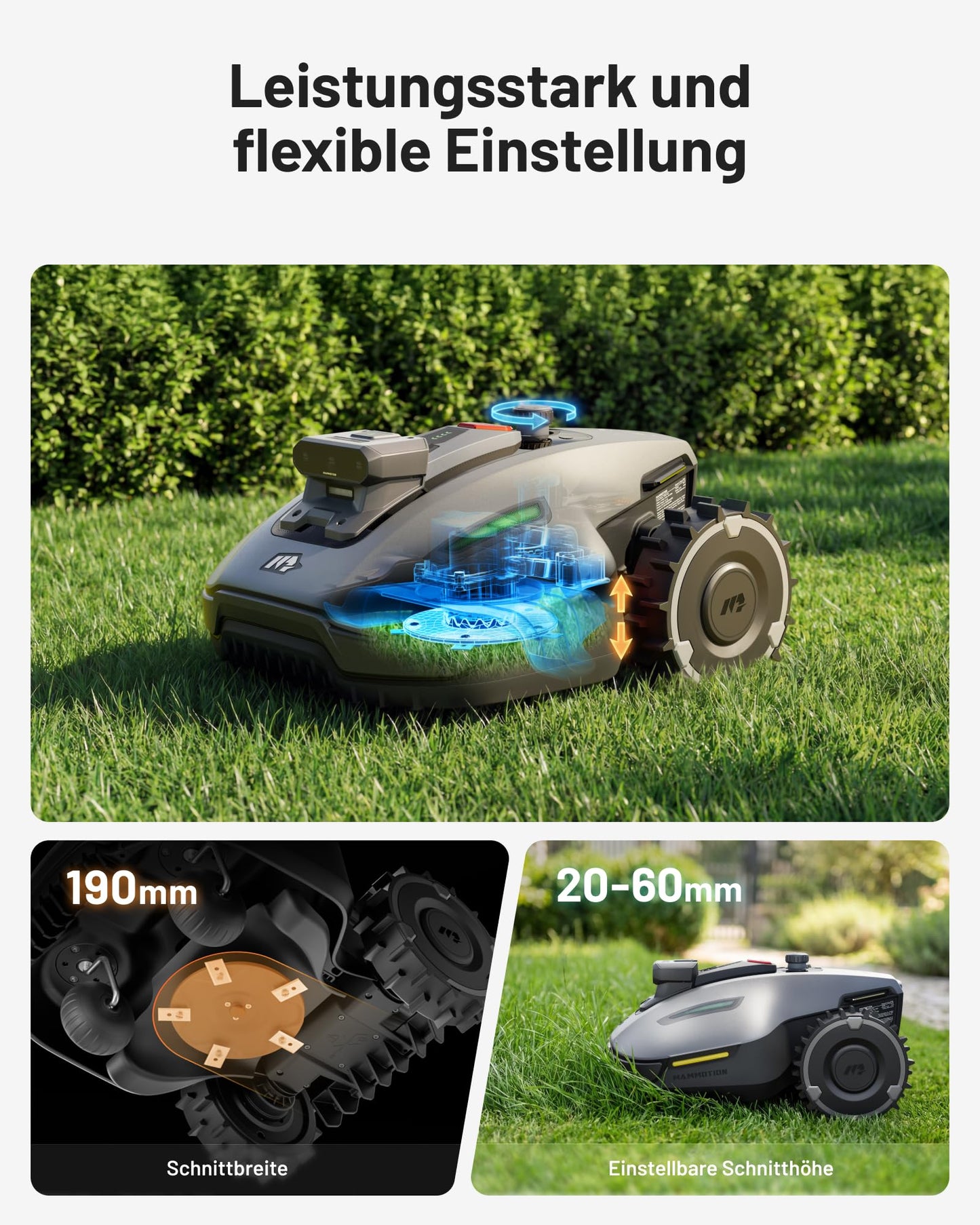 MAMMOTION YUKA mini 2 Mähroboter 500 m² inkl. Garage – Ohne Begrenzungskabel, 3-Kamera-Vision