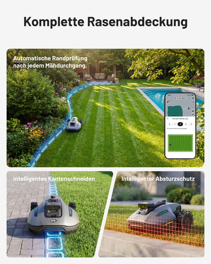 MAMMOTION YUKA mini 2 Mähroboter 500 m² – Ohne Begrenzungskabel, 3-Kamera-Vision, 4G
