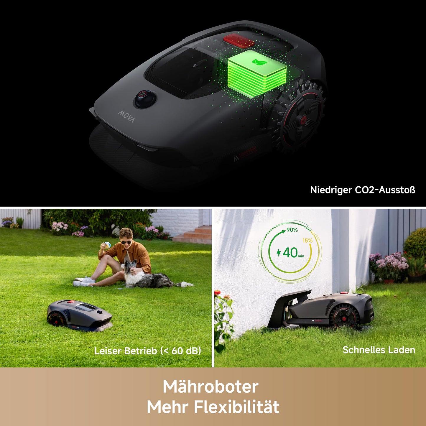 MOVA 1000 Mähroboter 1000 m² – Ohne Begrenzungskabel, 3D LiDAR, 360° Vision