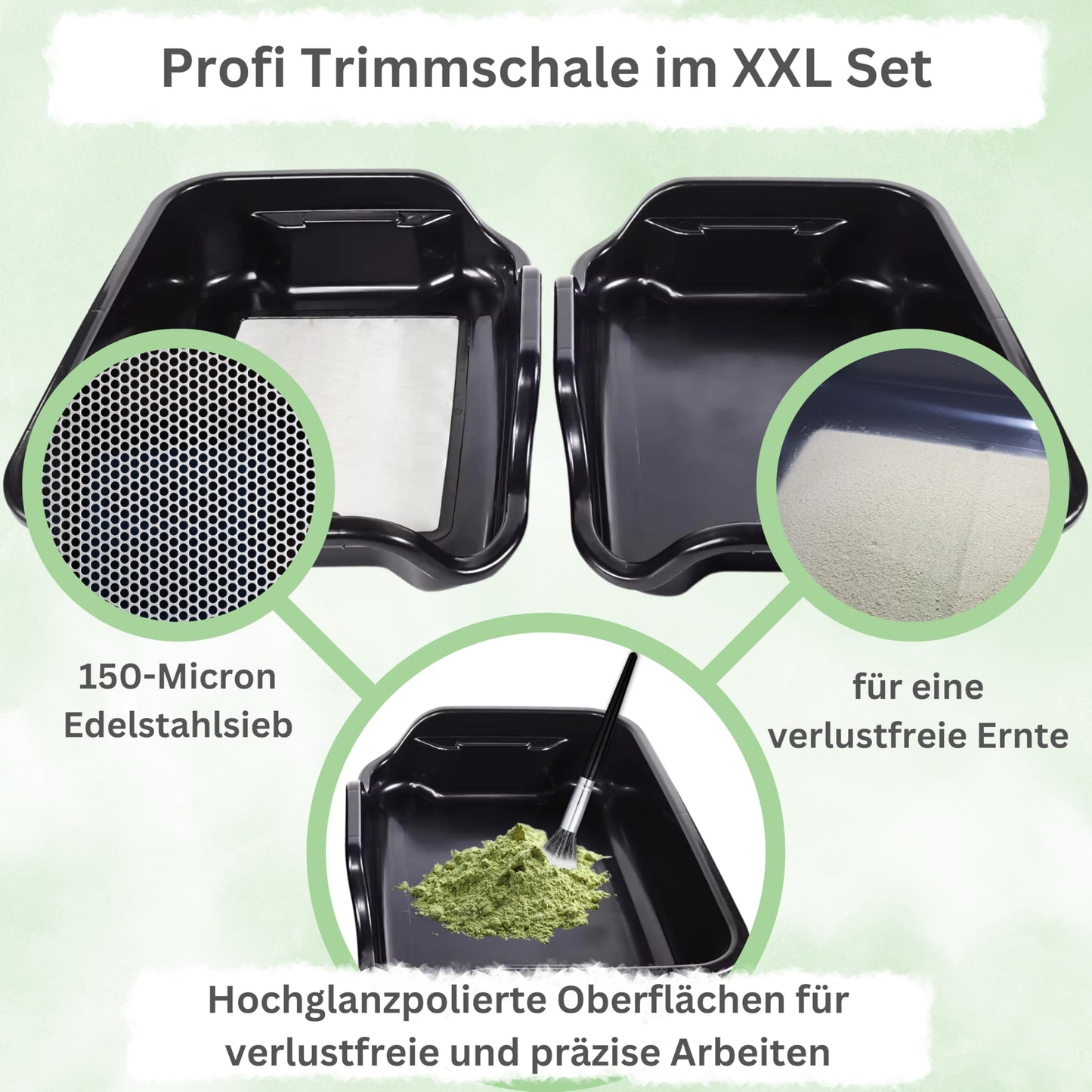 TINY FARM Trim Bin Set – mit Pollensieb, Trimmscheren & Netz – ergonomisches Trimming Tray & Dry Sift Sieb für Ernte & Grow
