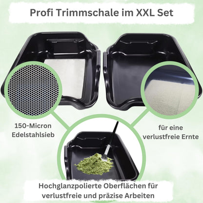 TINY FARM Trim Bin Set – mit Pollensieb, Trimmscheren & Netz – ergonomisches Trimming Tray & Dry Sift Sieb für Ernte & Grow