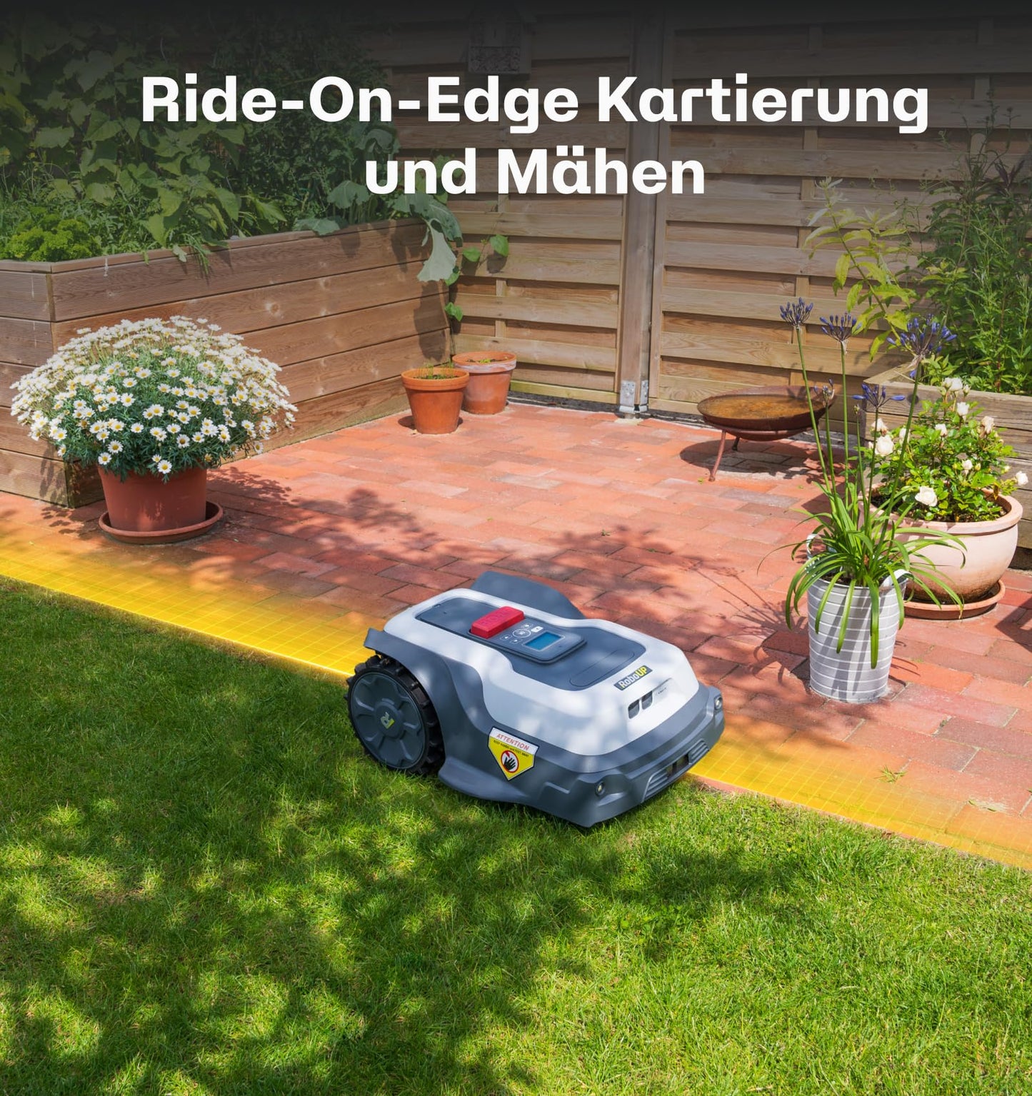 RoboUP T1200Pro Mähroboter 1200 m² (2025) – Ride-On Edge, KI-Hinderniserkennung