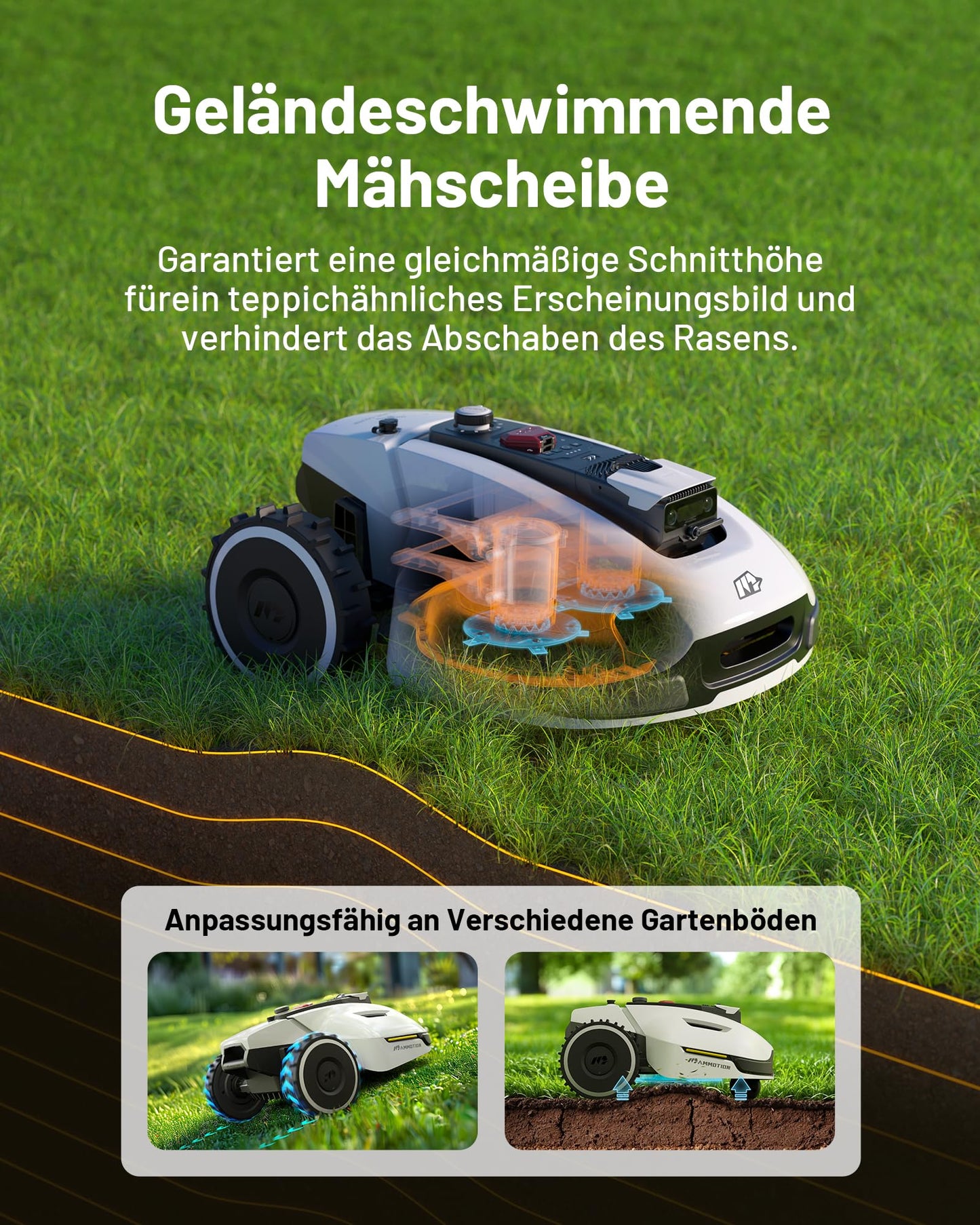 MAMMOTION YUKA 2000 Mähroboter 2400 m² – Ohne Begrenzungskabel, NetRTK+Vision, 50% Steigung