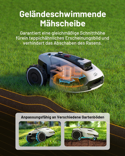 MAMMOTION YUKA 2000 Mähroboter 2400 m² – Ohne Begrenzungskabel, NetRTK+Vision, 50% Steigung