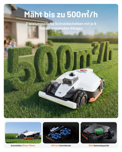 MAMMOTION LUBA 3 AWD Mähroboter 3000 m² inkl. Garage – Ohne Begrenzungskabel, LiDAR+NetRTK, 80% Steigung