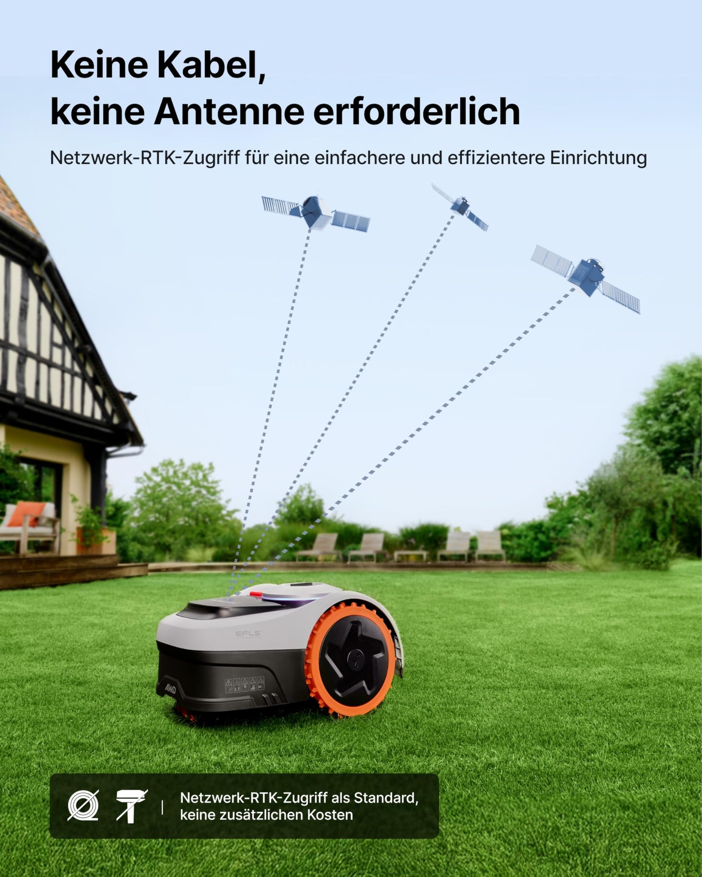 Navimow i205 AWD Mähroboter 500 m² inkl. Garage S – Ohne Begrenzungskabel, NRTK+Vision, 45% Steigung