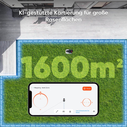 Sunseeker S5 AWD Mähroboter 1600m² – Ohne Begrenzungskabel, RTK+Vision, 60% Steigung, App
