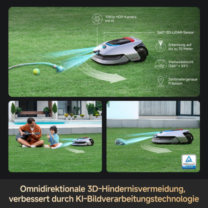 Dreame A2 Mähroboter 1200 m² – Ohne Begrenzungskabel, 3D LiDAR+Vision, 50% Steigung