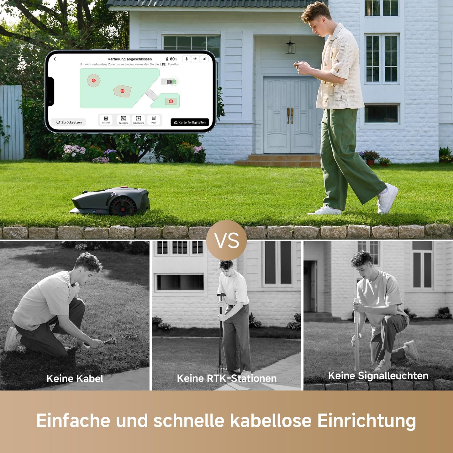 MOVA 1000 Mähroboter 1000 m² – Ohne Begrenzungskabel, 3D LiDAR, 360° Vision