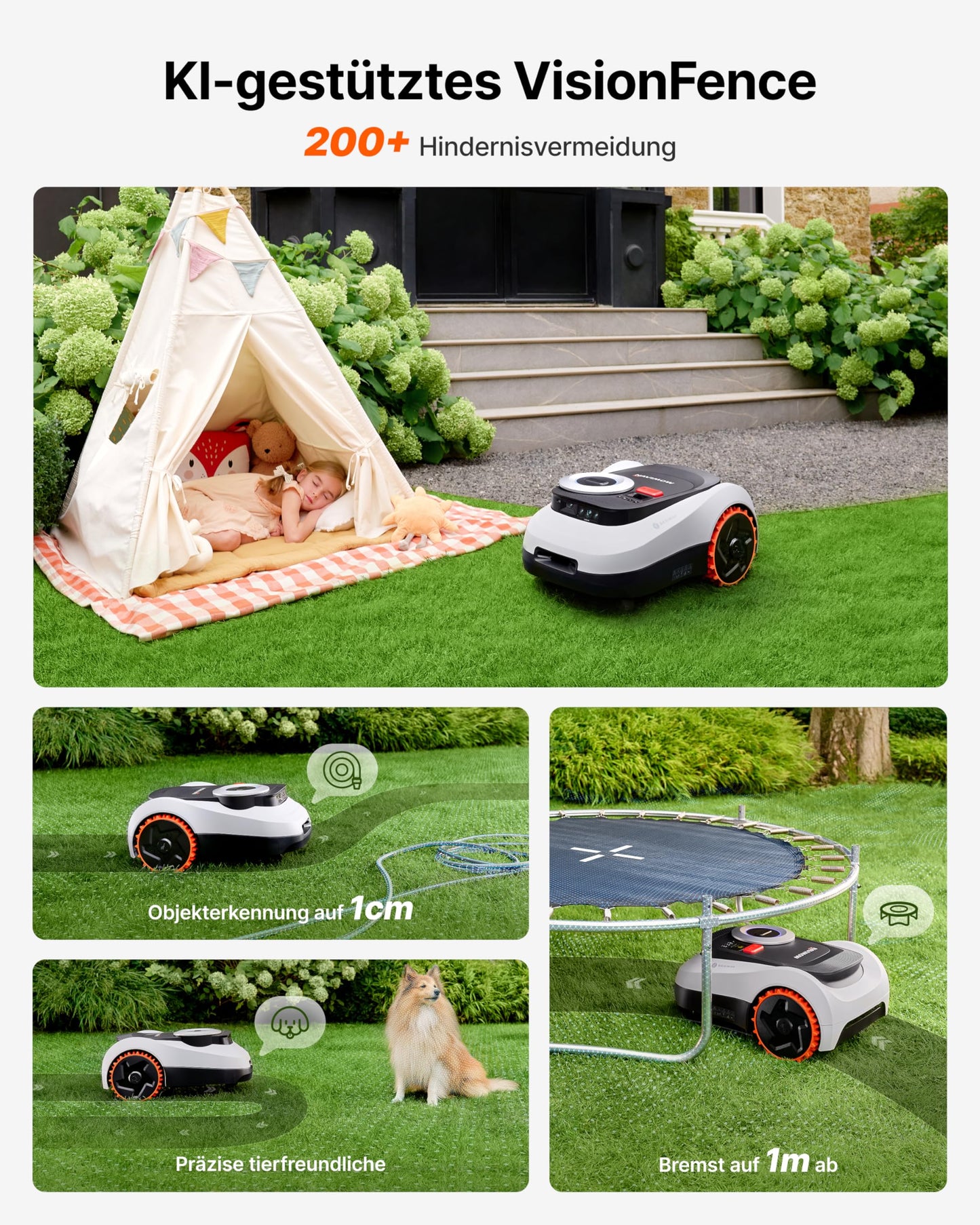 Navimow i208 Mähroboter 800 m² inkl. Garage M – Ohne Begrenzungskabel, LiDAR+Vision, 45% Steigung