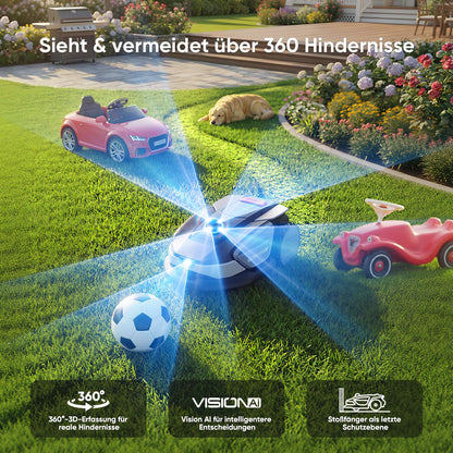 Sunseeker S4 Mähroboter 1000 m² – Ohne Begrenzungskabel, 3D LiDAR, 42% Steigung, App