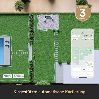 Dreame A2 Mähroboter 1200 m² – Ohne Begrenzungskabel, 3D LiDAR+Vision, 50% Steigung