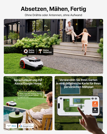 Navimow i208 Mähroboter 800 m² inkl. Garage M – Ohne Begrenzungskabel, LiDAR+Vision, 45% Steigung