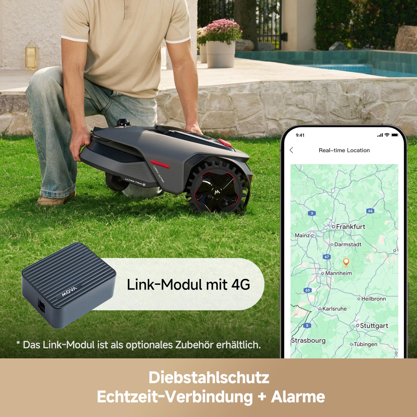 MOVA LiDAX Ultra 800 Mähroboter 800 m² – Ohne Begrenzungskabel, 3D LiDAR+Vision, 5 cm Kantenschnitt
