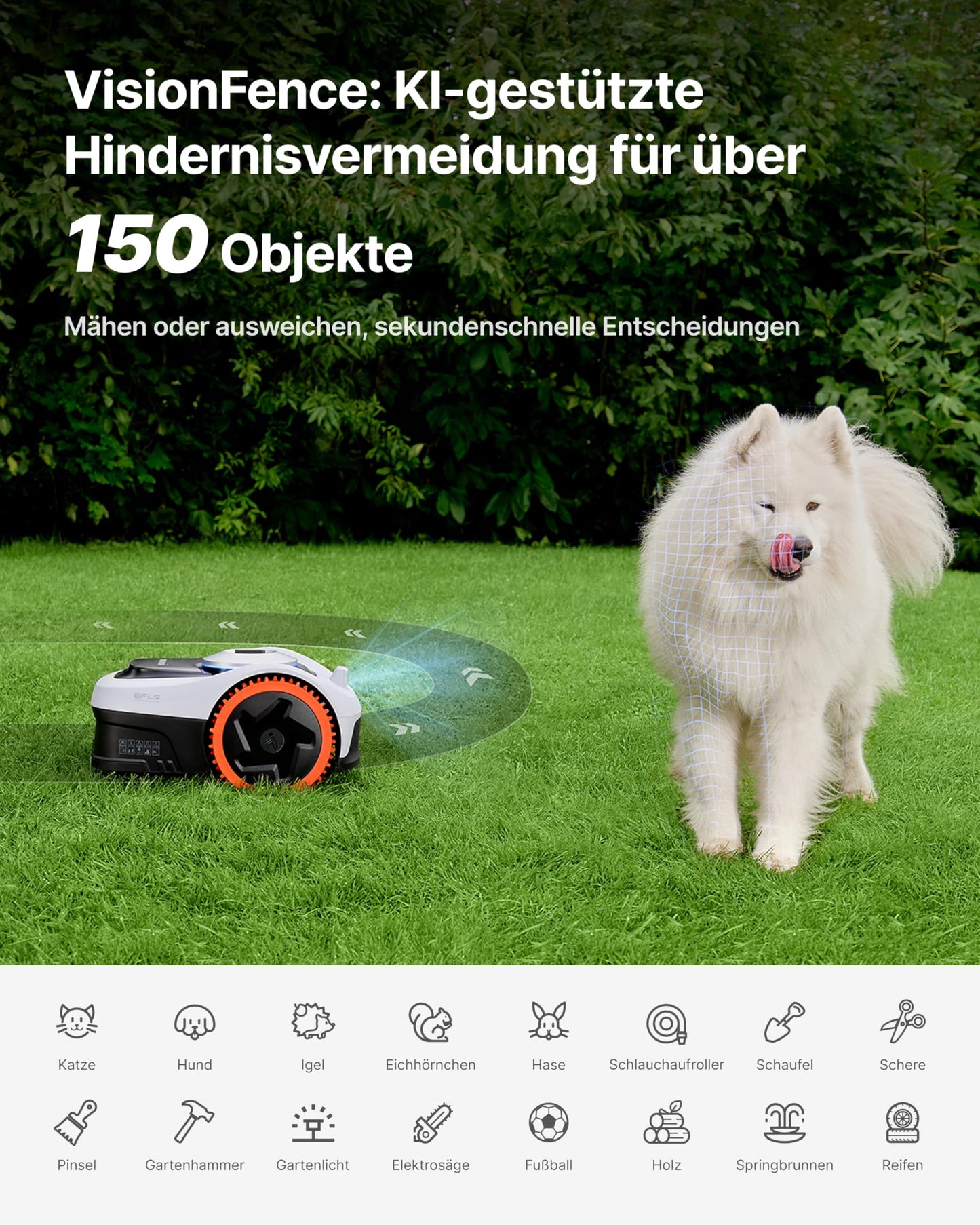 Navimow i205 AWD Mähroboter 500 m² inkl. Garage S – Ohne Begrenzungskabel, NRTK+Vision, 45% Steigung