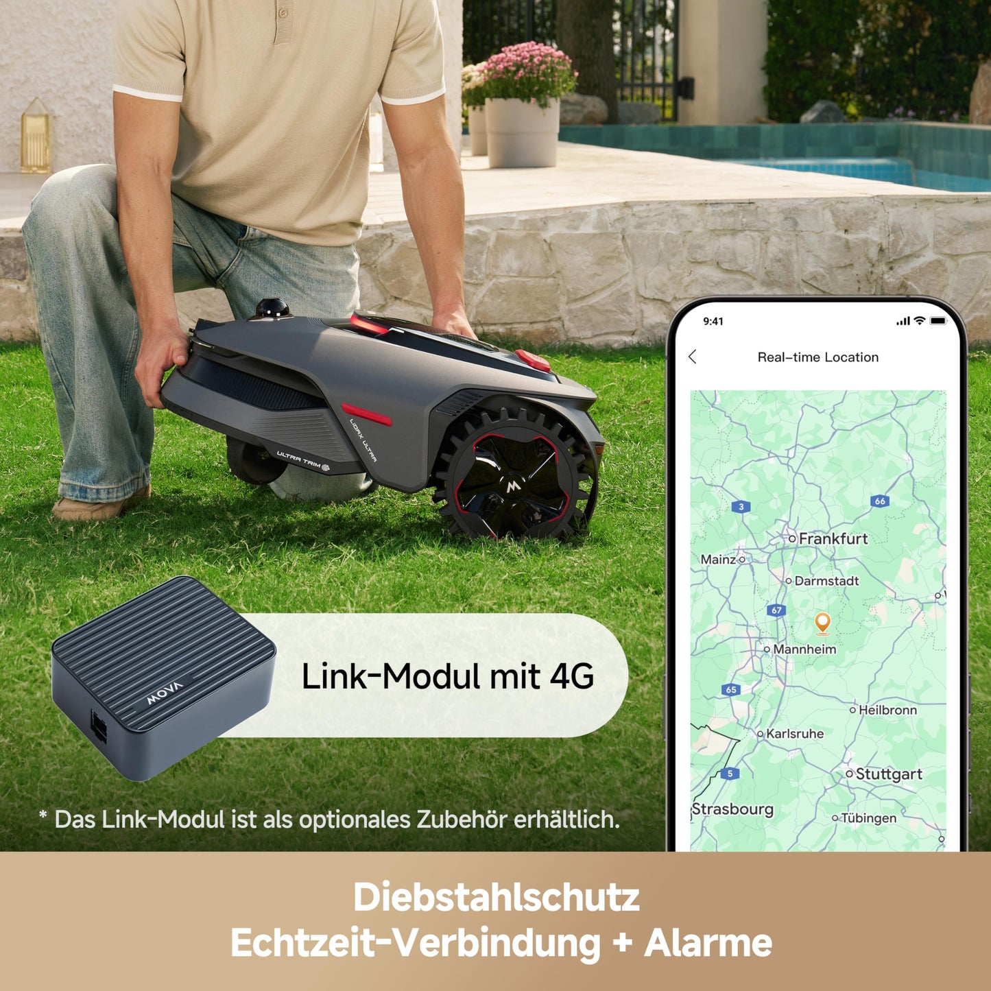 MOVA LiDAX Ultra 1200 Mähroboter 1200 m² – Ohne Begrenzungskabel, 3D LiDAR+Vision, 5 cm Kantenschnitt