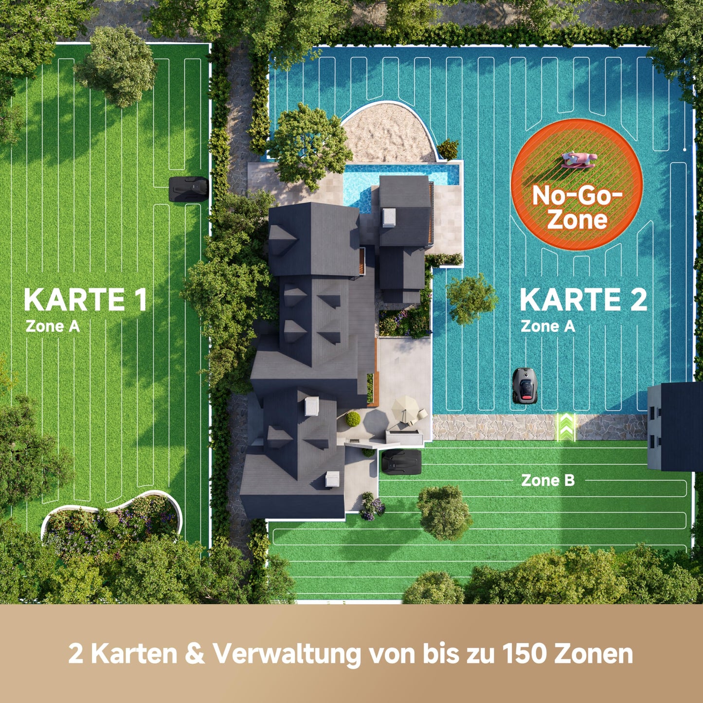 MOVA LiDAX Ultra 1600 Mähroboter 1600 m² – Ohne Begrenzungskabel, 3D LiDAR+Vision, 4G, Kantenschnitt