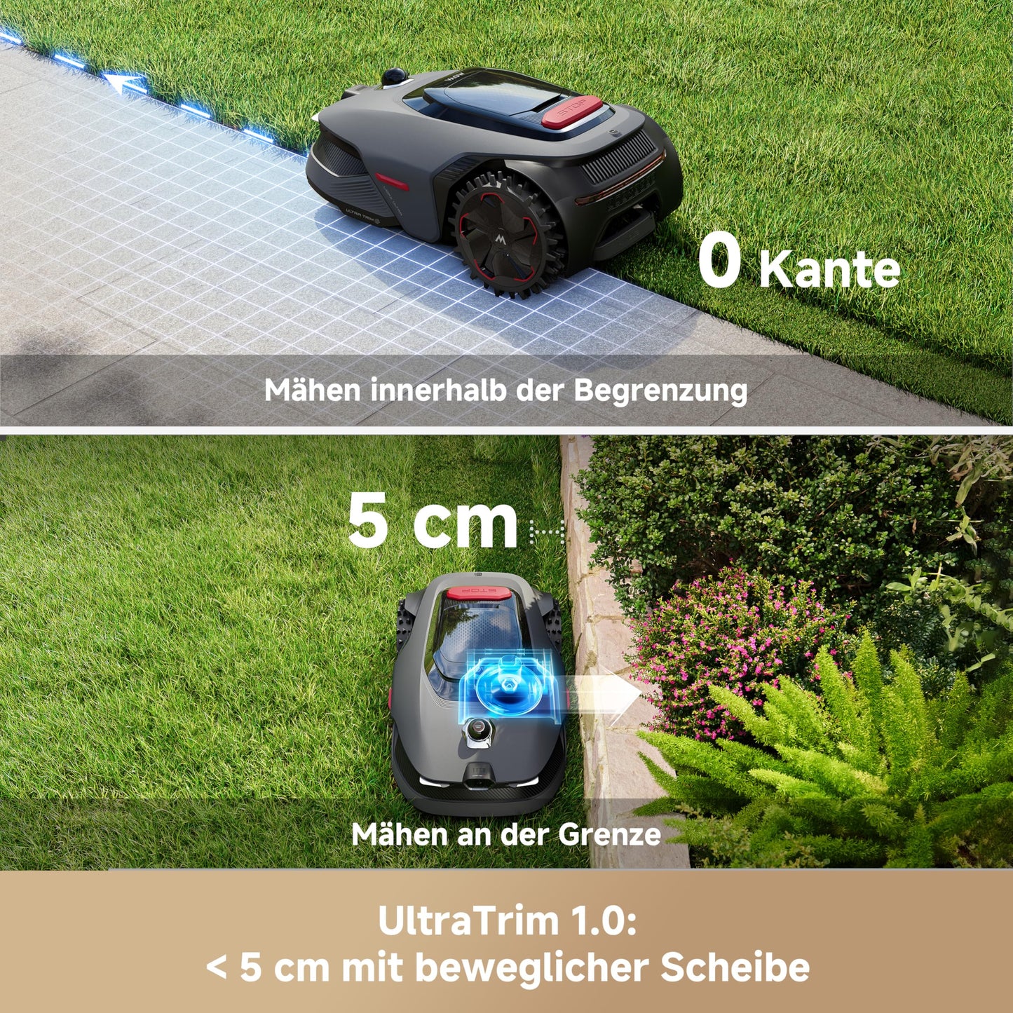 MOVA LiDAX Ultra 800 Mähroboter 800 m² – Ohne Begrenzungskabel, 3D LiDAR+Vision, 5 cm Kantenschnitt